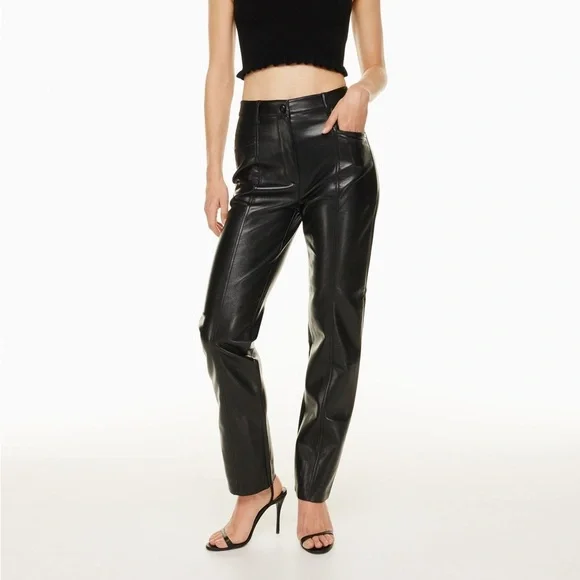 Aritzia Wilfred High Waisted Black Faux Leather Women's Pants Size 0 - Picture 3 of 3